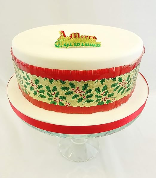 Christmas Cake 1 Metre Frill & Matching Paper Motto Amazon.co.uk Kitchen & Home