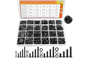 1625PCS Metric Screw Assortment Kit, M2 M3 M4 M5 Metric Bolts and Nuts Kit with Lock and Flat Washers, Grade 12.9 Alloy Steel