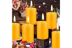 12 Pack Natural Beeswax Pillar Candles, 2x3 Inch Beeswax Candles 300 Hours Long Burning, Unscented Bees Wax Candles for Home,