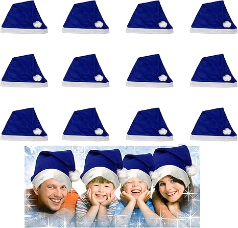 blue christmas santa hats
