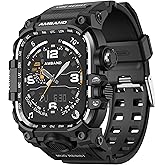 amBand Rugged Case with Band for Apple Watch 46mm, Compatible with Apple Watch (iWatch) Series 10 11, Military Grade Shockproof Bumper Cover, Tactical Band for Men, Matte Black