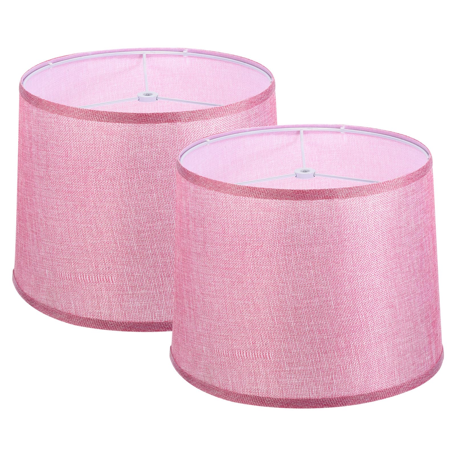 Photo 1 of ***(USED/ UNKNOWN IF MISSING PARTS)***PATIKIL Lamp shades for Table Lamps Set of 2, 11.4" Top x 12.6" Bottom x 9.8" High Drum Lamp shades for Floor Lamps Medium Linen Lampshade Easy Assembly for Lamp Replacement, Pink