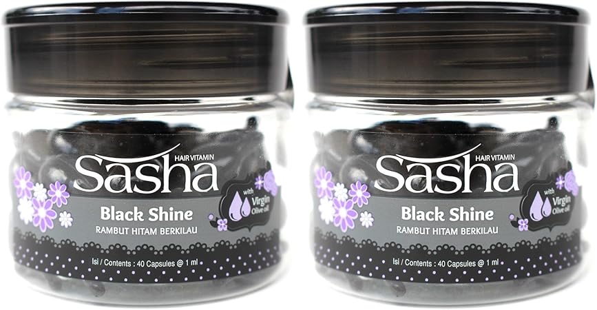 Amazon Sasha サシャ ヘアビタミン ブラックシャイン ブラック ボトル 40粒入 2個セット 海外直送品 ヘア美容液 通販