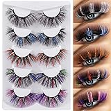 outopen 5 Pairs 20mm Glitter Lashes Sequins Colored
