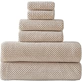 Akzpe 30x60 Inches Extra Large Bath Towels Set Super Soft Absorbent Luxury Microfiber Towels for Bathroom (Beige,6PCS)
