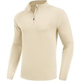 PINSPARK Men's UV Long Sleeve Quarter Zip Pullover Rash Guard