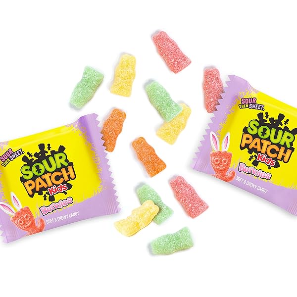 SOUR PATCH KIDS BUNNIES SOFT & CHEWY EASTER CANDY, 18 SNACK PACKS