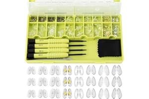 HIKETOLIGHT Eyeglass Nose Pads Replacement, 24 Pairs of Screw-in Glasses Nose Pads with Precision Screwdriver Set, Magnetic Eyeglass Repair Kit with Screws, Curved Tweezer for Travel, Birthday Gift, Christmas