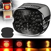Nilight Motorcycle Tail Light Brake Turn License Plate for Harley, Smoked | Plug and Play, Signal Driving Lighting, for Harley Davidson Dyna Sportster 883 1200 Road King Glide, TL-404