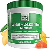 Health Thru Nutrition Lutein + Zeaxanthin Gummies | Trans-Isomer Form | 20mg Lutein & 4mg Zeaxanthin Trans-isomers | Golden Mango Flavor | Eye Support | Non-GMO, Vegan| 60 Gummies