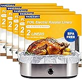 SMARTAKE Foil Electric Roaster Liners, 10-Count Disposable Turkey Oven Cooking Bags, Fits 16, 18, 22 Quart Roaster Pan, Instant Cleanup for Thanksgiving Christmas, 16 x 34 Inch