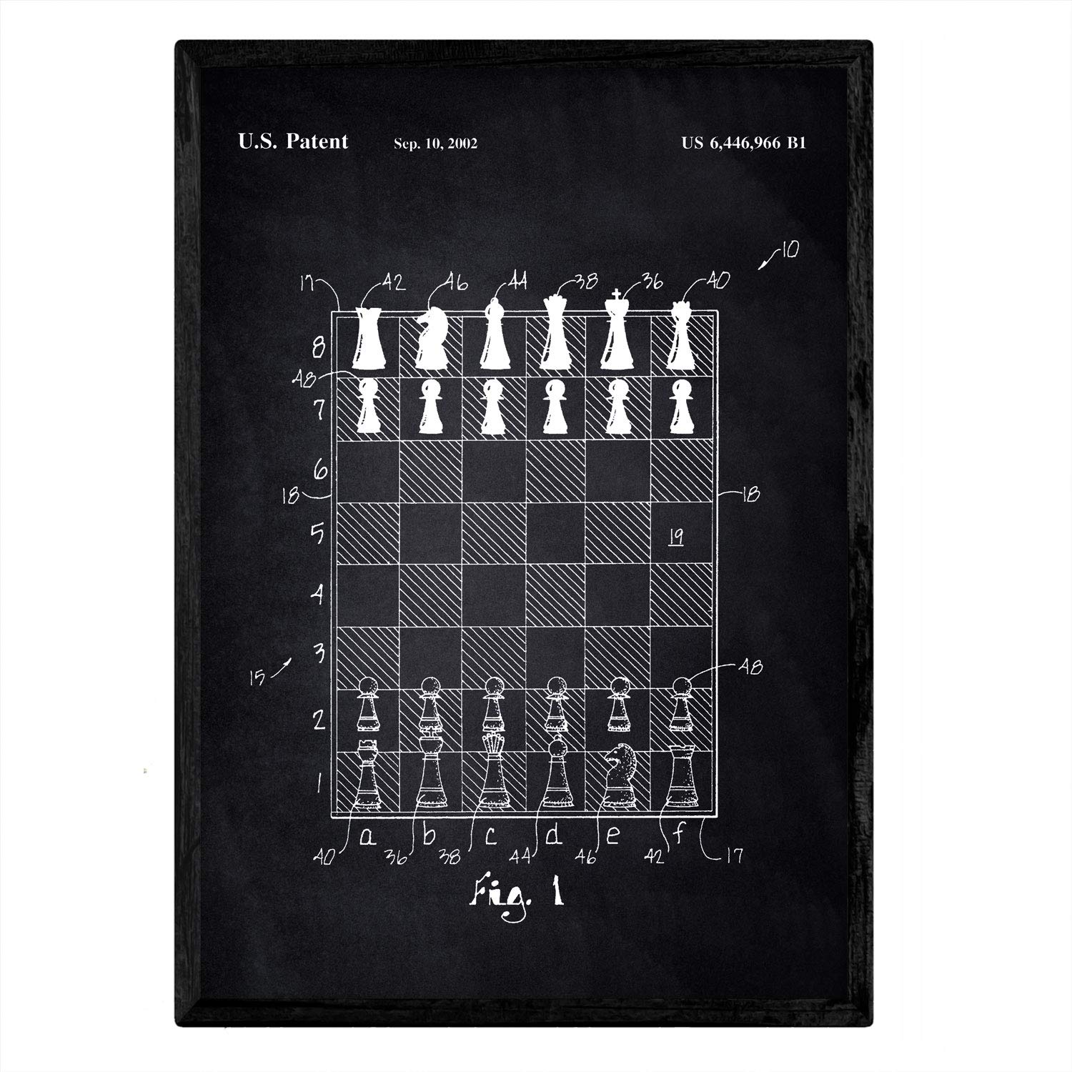 Nacnic Poster Board with patent and chips. Sheet with old design patent A3 size with black background