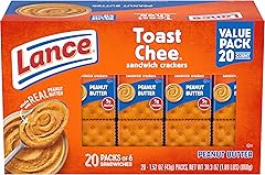 Lance Sandwich Crackers, ToastChee Peanut Butter, 20 Individually Wrapped Packs, 6 Sandwiches Each