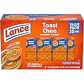 Lance ToastChee Peanut Butter Sandwich Crackers Snack Packs, 20 Count 1.52 Oz