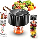 Electric Mason Jar Vacuum Sealer 65KPA Portable Display Wide Regular Jars | Visible water tank, 20 reusable lids &amp; bags, fits wide/regular jars, wireless, auto+manual modes, 30s safety stop, eco