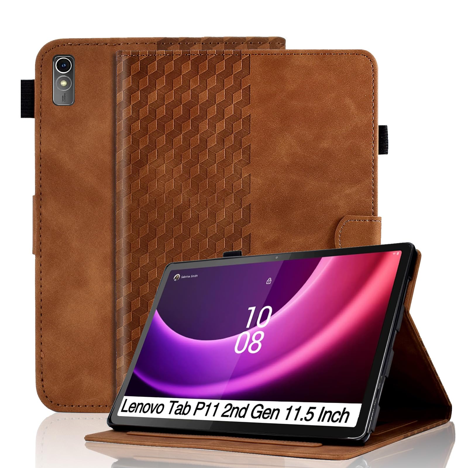 Vkooer Case for Lenovo Tab P11 2nd Gen 11,5 inch 2022 (TB350FU/TB350XU) Leather Folio Cover with Multi Angle Viewing Fit Lenovo Tab P11 Gen 2 Tablet, Brown — image 1