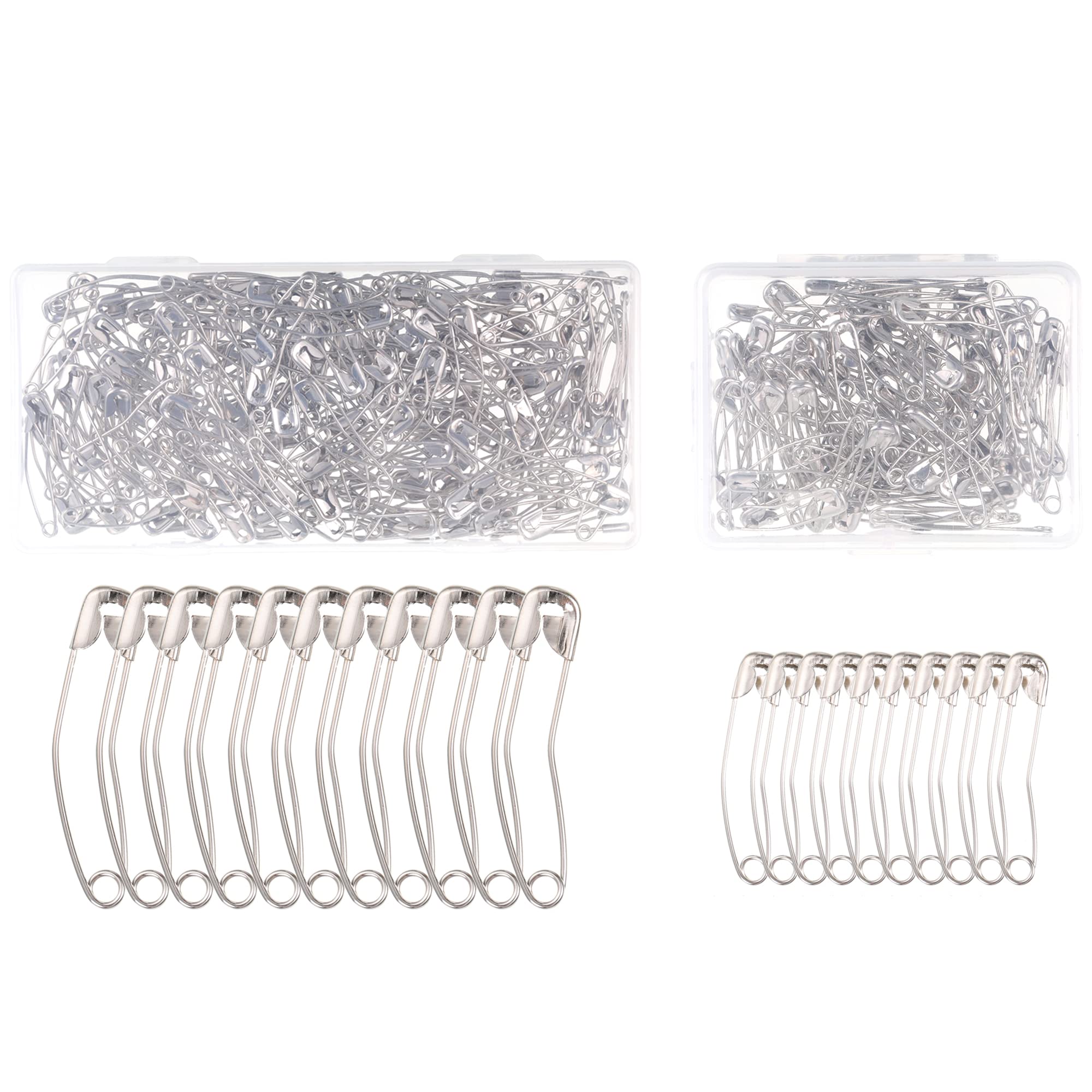 300 Pcs Safety Pins Kit Curved Quilting & Basting Pins, Rust Resistant Steel, curved safety pins quilting, 28mm & 38mm