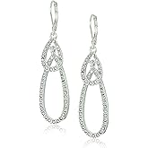 Anne Klein Silver-Tone/Crystal Intertwined Oval Drop Earrings