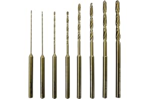 NordWolf 8-Piece M35 Cobalt Multi-Purpose Drill Bit Set, with 1/8" Straight Shank for Rotary Tools, SAE Sizes 1/32"(x2)-3/64"-1/16"-5/64"-3/32"-7/64"-1/8" in Storage Case