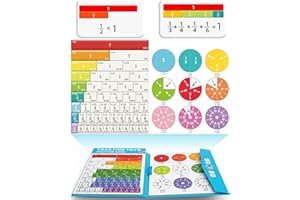 KFOIP Magnetic Fraction Demonstration Book - STEM Magnetic Math Master Set w/ 102 Pcs Magnetic Puzzle - Turns Those Tricky Abstract Fraction Ideas into Something Super Visual and Easy to See