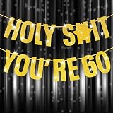 onehous Gold Glitter 60th Birthday Banner for Men Women Party Decor 8 ft