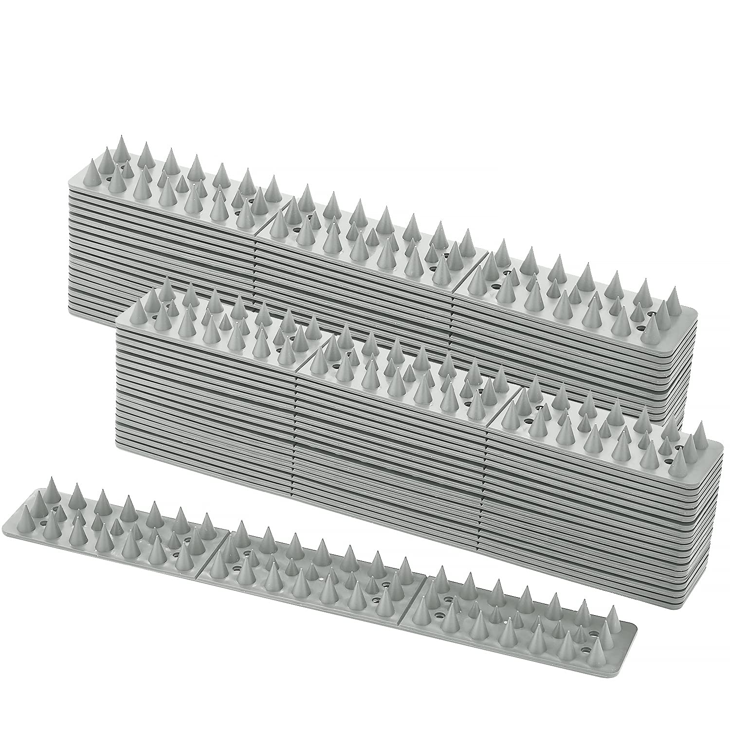 EXLECO Bird Spikes 40pcs Anti Pigeon Plastic 12 Meter 3 Rows Anti-Bird for Walls, Windows, Fences Prevents Pigeons, Ravens and Animals Grey