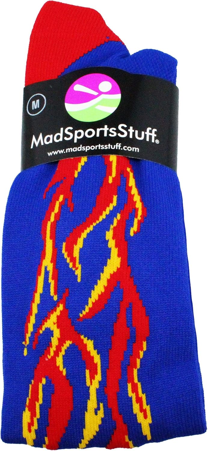 MadSportsStuff Flame Soccer Style Over The Calf Athletic Socks (Multiple Colors) : Clothing