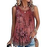 CHICGAL Womens Summer Tank Tops Sleeveless T Shirt Casual Loose Fit Tunic Blouses