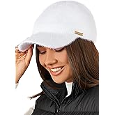 niceacsrise Beanie Visor - Womens Winter Wool Knit Hat with Brim - Billed Knit Cap Newsboy Hats