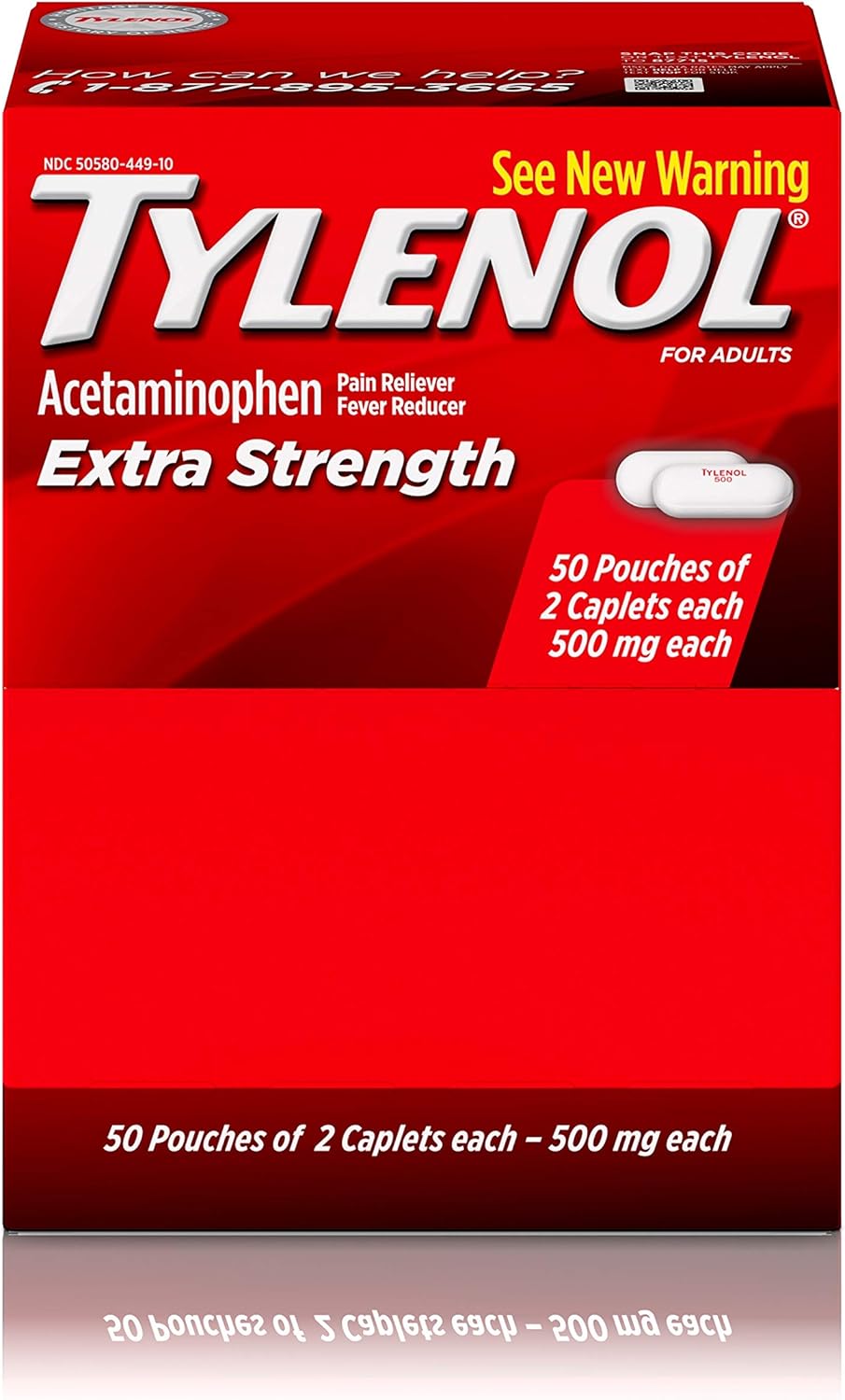 Tylenol Extra Strength Caplets with Acetaminophen, Pain Reliever & Fever Reducer (50 Packets of 2 Capsules): Health & Personal Care