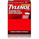 Tylenol Extra Strength Caplets with Acetaminophen, Pain Reliever & Fever Reducer (50 Packets of 2 Caplets)