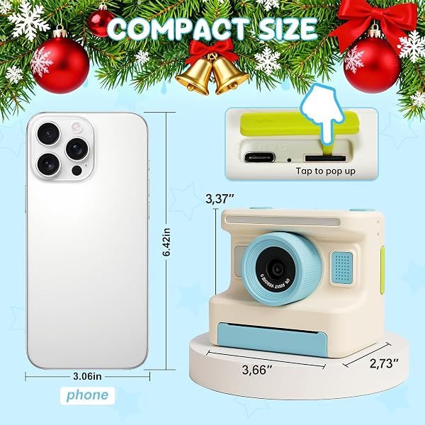 KIDS CAMERA INSTANT PRINT, INSTANT PRINT CAMERA FOR KIDS WITH 32GB SD CARD, TODDLER GIFT FOR AGES 6-12, GRAYSCALE PRINTING NO INK NEEDED THERMAL PRINTER, 48MP FHD VIDEO, 2.4″ SCREEN
