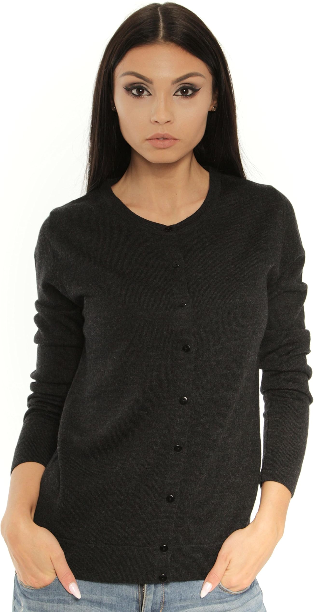 KNITTONS Women's Wool Cardigan Button Up Short Lightweight Long Sleeve Sweater