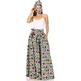 Sakkas Asma Second Convertible Traditional Wax Print Adjustable Strap Maxi Skirt