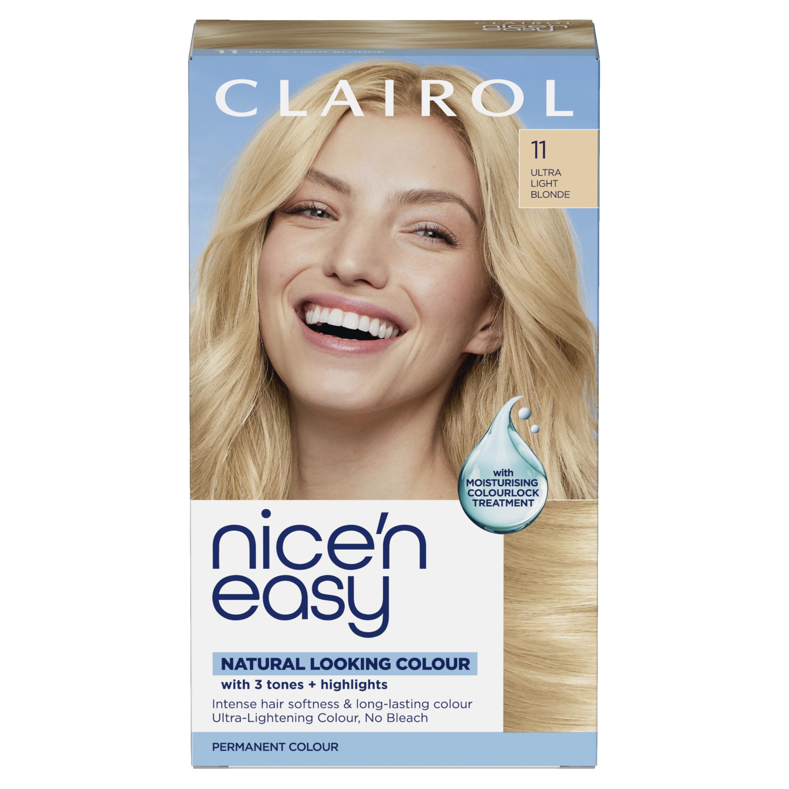 Clairol Nice'n Easy Crème, Natural Looking Oil Infused Permanent Hair Dye, 11 Ultra Light Blonde