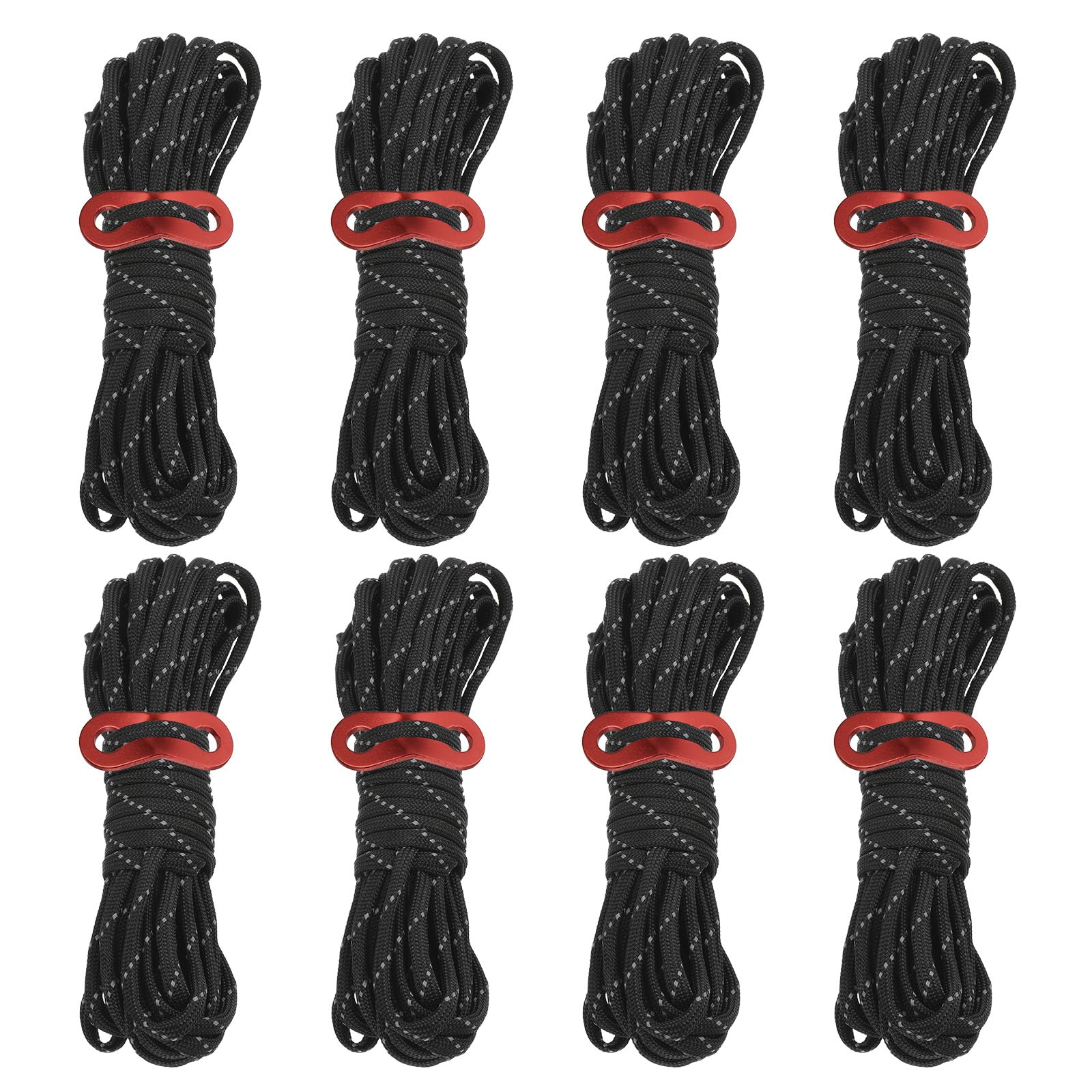 PATIKIL 4mm 13ft Tent Rope, 8 Pack Reflective Guy Lines with Aluminum Adjuster Tensioner Guyline Tent Cords for Outdoor Camping Hiking Backpacking Tent Tarp Canopy, Black