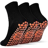SkiBeaut Men Grips Socks Non Slip Sticky 3 Pairs Tile Wood Floors Anti-Skid Pilates Yoga Barre Hospital Slipper Socks