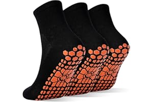 SkiBeaut Men Grips Socks Non Slip Sticky 3 Pairs Tile Wood Floors Anti-Skid Pilates Yoga Barre Hospital Slipper Socks