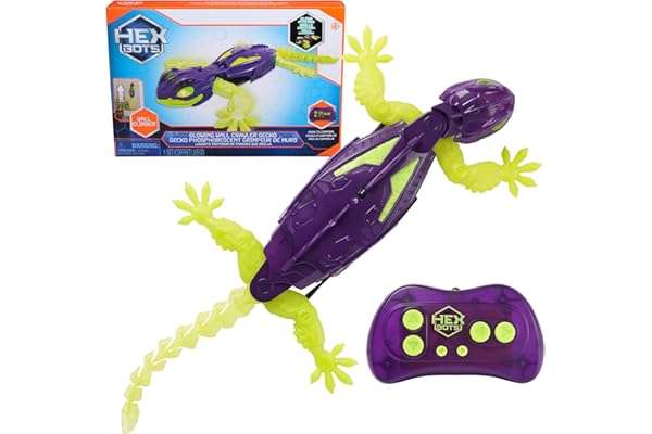 HEX Bots Glow-in-the-Dark Gecko with Official Wall Climber Technology, Rechargeable Remote Control Robot Kids Toys, Prank Toy