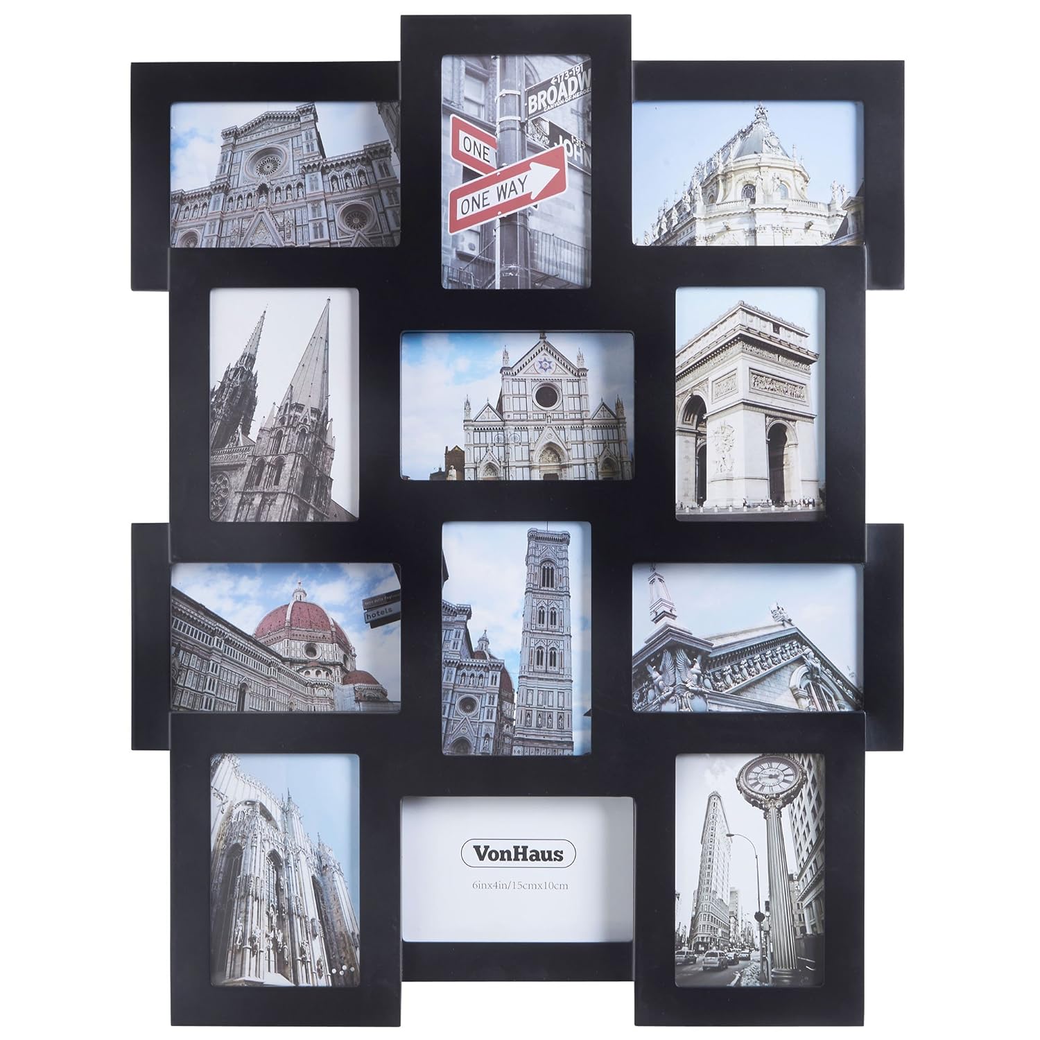 VonHaus 12 Aperture Hanging Wooden Photo Frame for 6 x 4" Photographs