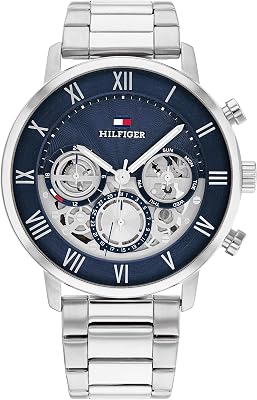 Multi Zifferblatt Quarz Uhr für Herren mit Silbernes Edelstahlarmband - 1710569