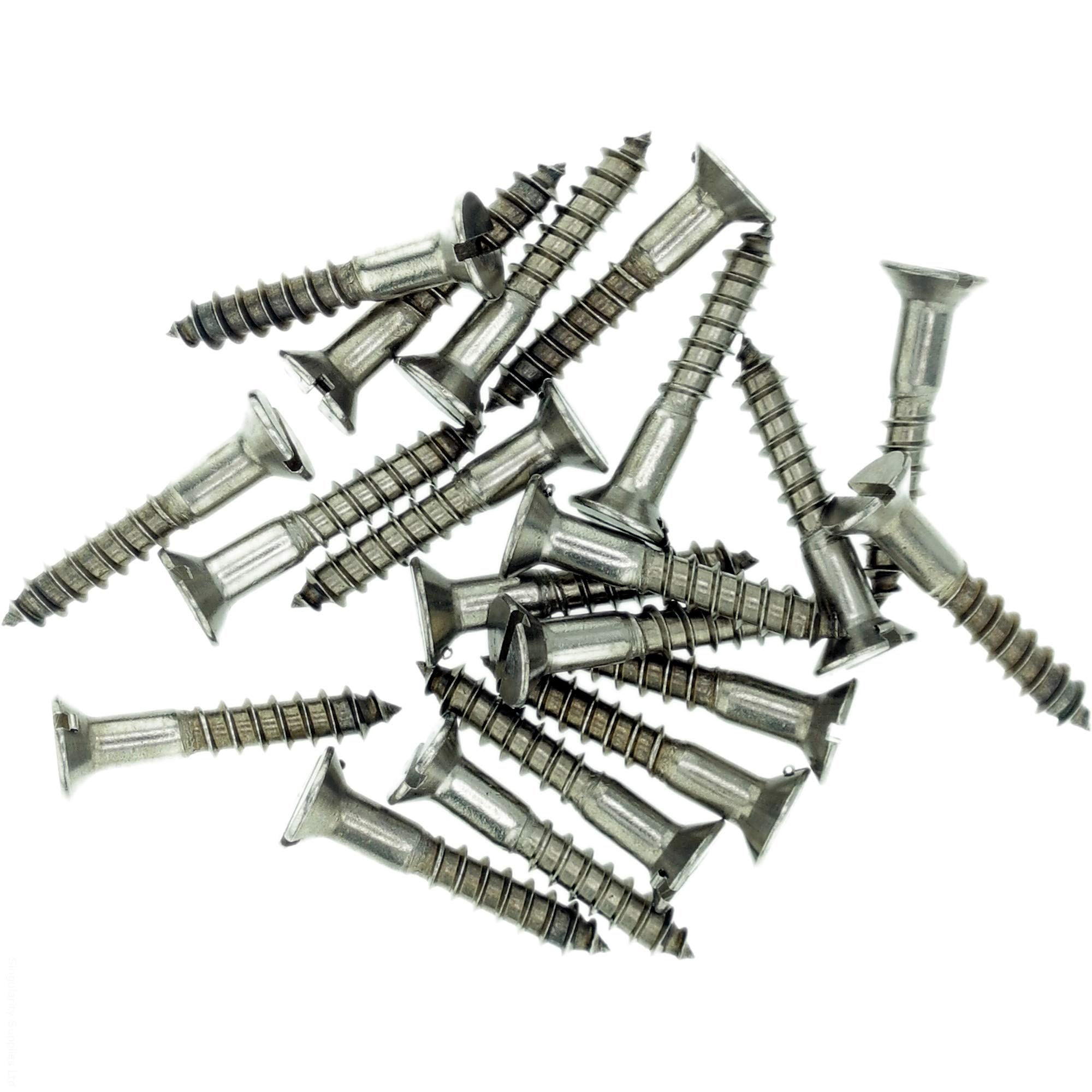 No.9 x 0.98 (4.5mm x 25mm) Slot Countersunk Wood Screw - Stainless Steel (A2) (Pack of 20)