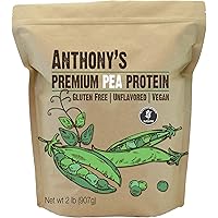 Anthony's Premium Pea Protein, 2 lb, Plant Based, Gluten Free, Unflavored, Vegan, Keto Friendly