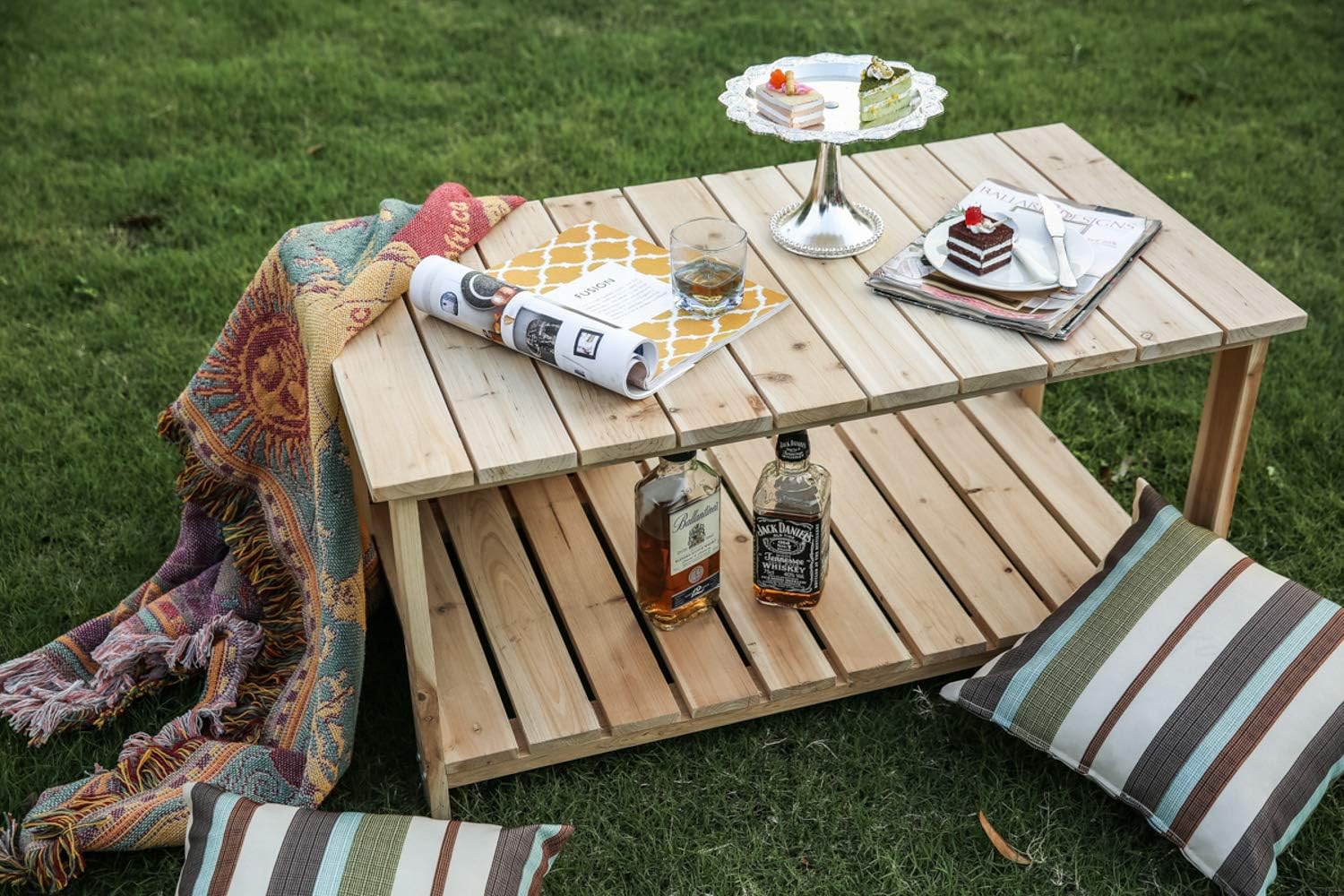 LOKATSE HOME Adirondack Wooden Tea Table, Natural : Garden & Outdoor