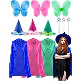 NFAMRZCAR 12 PCS Sleeping Beauty Fairy Costume Sets for Halloween Party | Halloween Costume for Women with Fairy Hats Fairy Cloak Fairy Wings Fairy Wands for Women
