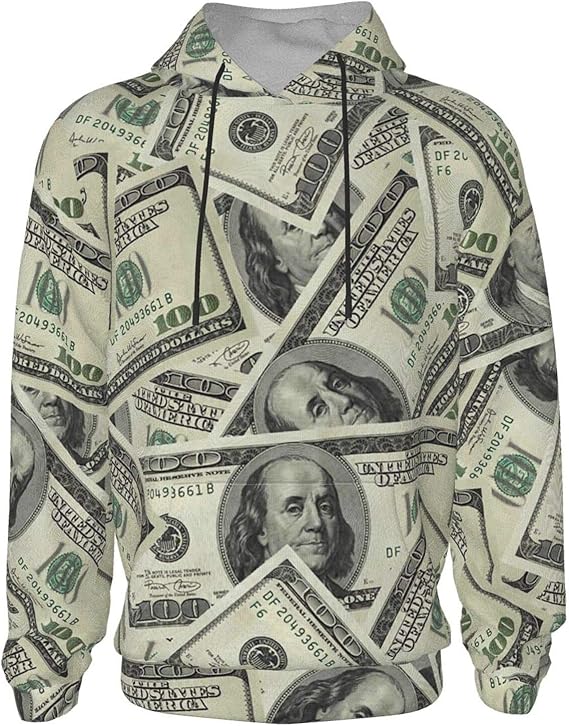 100 Dollar Money Children's Pullover Hoodies Printed Stretch Hooded Sweatshirt Tops For Teens 