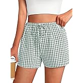 GKBK Women Boxer Shorts Gingham Pajama 2026 Casual Summer Lounge Sleep Plaid Pj Shorts Y2K Beach Bottoms