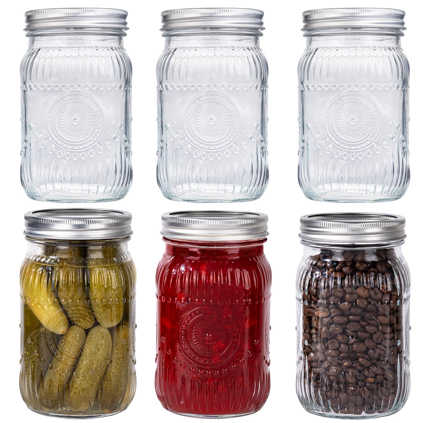 Photo 1 of MirthMood 32 OZ Wide Mouth Mason Jars, 6 PACK Glass Mason Jars with airtight Lids, Quart mason jars wide Perfect for Canning, Pickling, Preserving, Fermenting, DIY Crafts & Decor