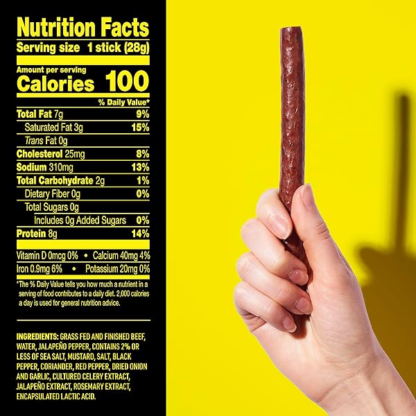 LORISSA’S KITCHEN PREMIUM GRASS-FED & FINISHED BEEF JERKY SNACK STICKS 1-PACK: JALAPENO FLAVOR, 8G PROTEIN, CERTIFIED FREE FROM TOP 9 ALLERGENS, GLUTEN-FREE, NON-GMO, ZERO SUGAR, KETO, PALEO