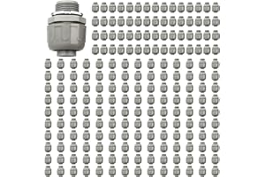 HDHAODA Conduit Connectors, 3/4 Inch Liquid Tight Connector NPT Non-Metallic for PVC Electrical Flexible Conduit Fittings, 180 Degree Straight, UL Listed for Home Outdoor Tubes Tools, Grey (200-Pack)